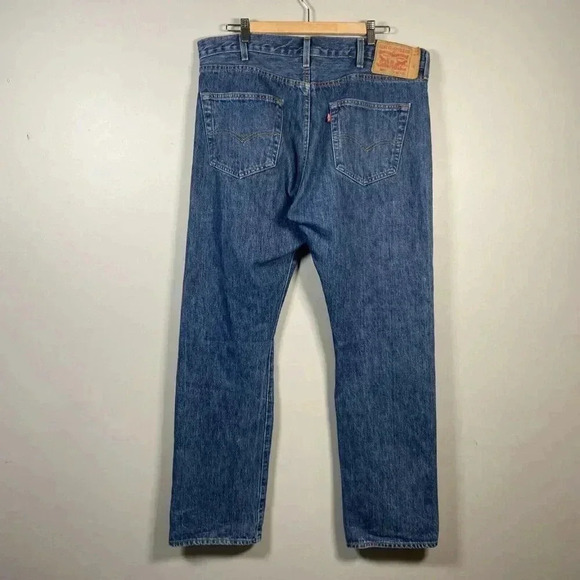 Levis 501 Denim Jeans Button 38X30 Blue 90s Classic Preppy - Picture 7 of 9